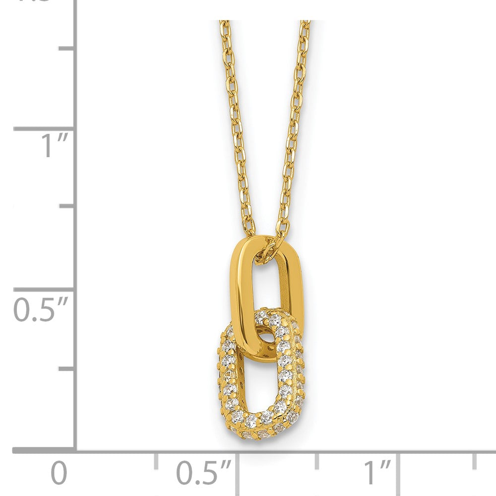 Sterling Silver Gold-plated with Micro Pave CZ 16in w/2in ext Necklace