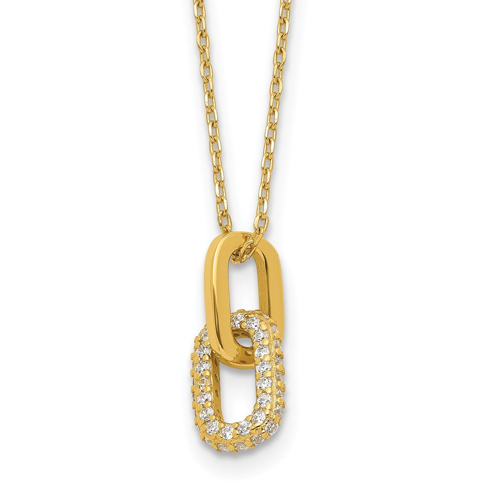 Sterling Silver Gold-plated with Micro Pave CZ 16in w/2in ext Necklace