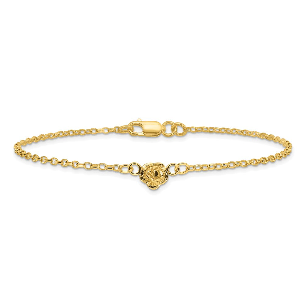 Sterling Silver Gold-tone Flower Charm 9in Anklet