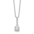 Sterling Silver E-coated CZ 17.75in Necklace