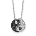 Sterling Silver RH-plated Black/White CZ Yin Yang 16in w/2in ext. Necklace