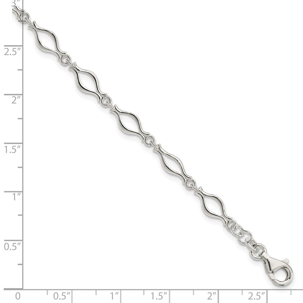 Sterling Silver Solid Polished Fancy Link Anklet