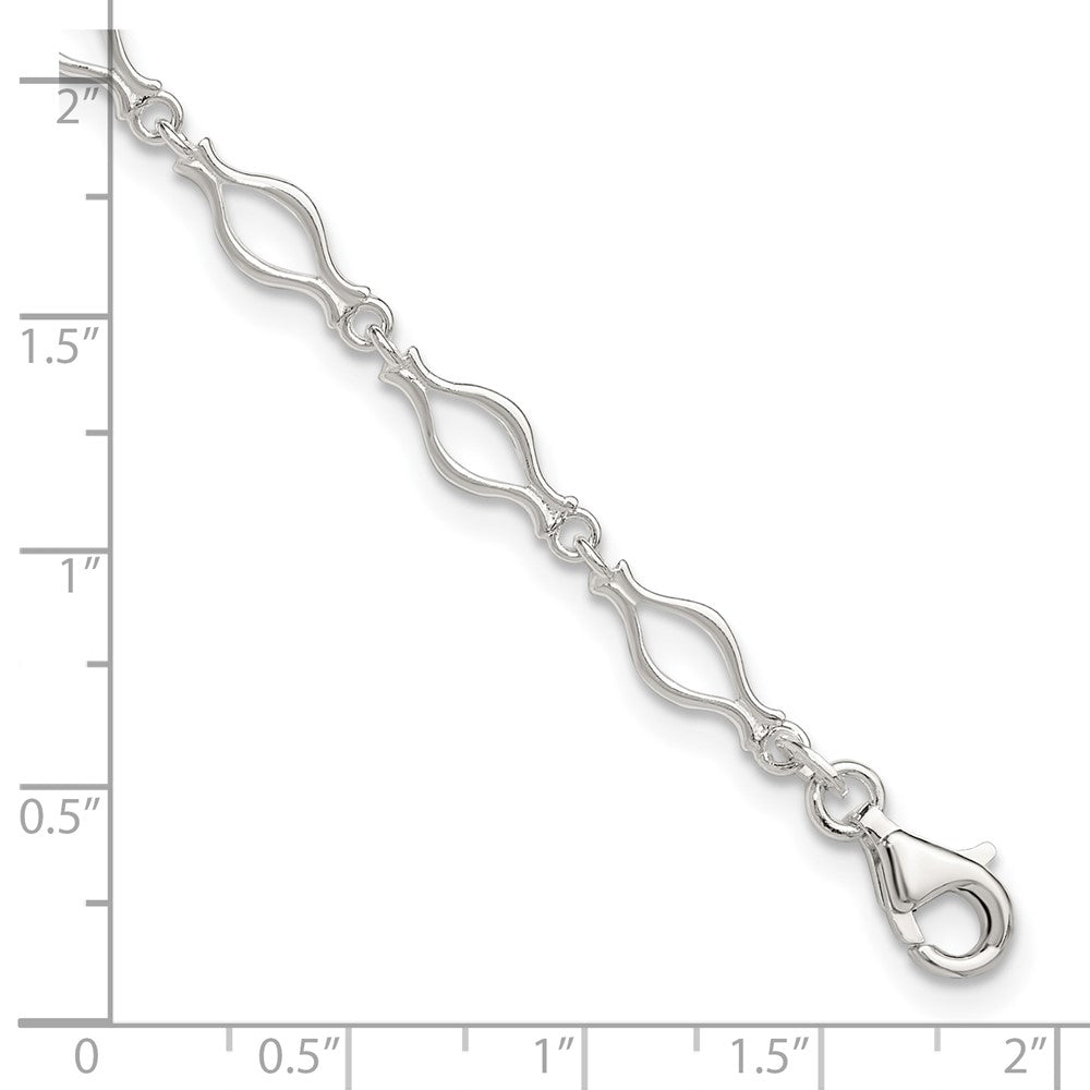 Sterling Silver Solid Polished Fancy Link Anklet