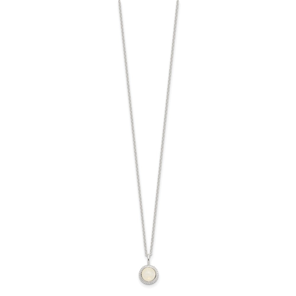 Sterling Silver E-coated Moonstone 17.75in w/2in ext Necklace