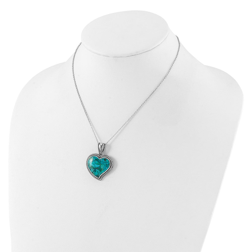 Sterling Silver RH-pl Oxidized Compressed Turquoise w/ ext Necklace