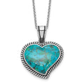 Sterling Silver RH-pl Oxidized Compressed Turquoise w/ ext Necklace