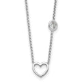 Sterling Silver Rhodium-plated CZ & Heart 16in w/ 2in Ext. Necklace