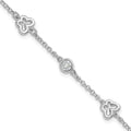 Sterling Silver RH-plated CZ Butterfly 5.5 Inch w/1 Inch Ext. Bracelet
