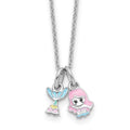 Sterling Silver RH-plated Enamel Multi-color Mermaid 16 Inch Necklace