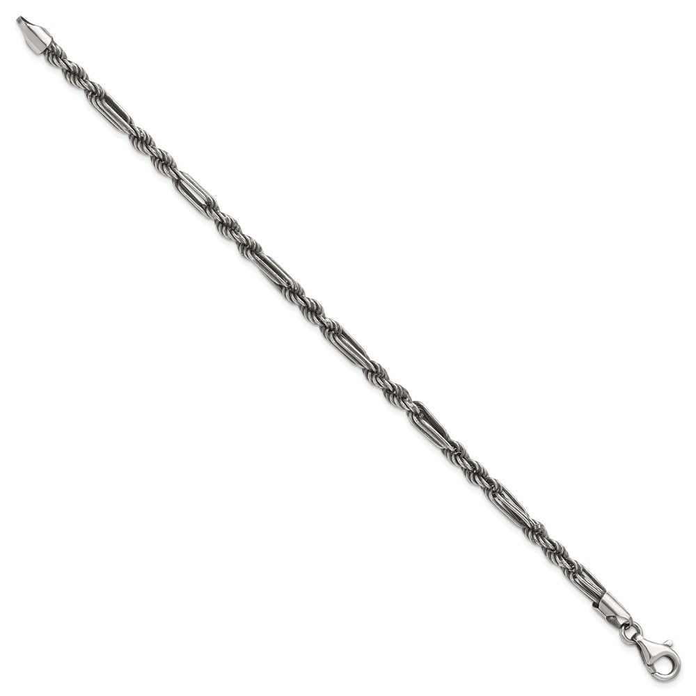 Sterling Silver Antiqued 8in Milano / Figaro Men's Bracelet