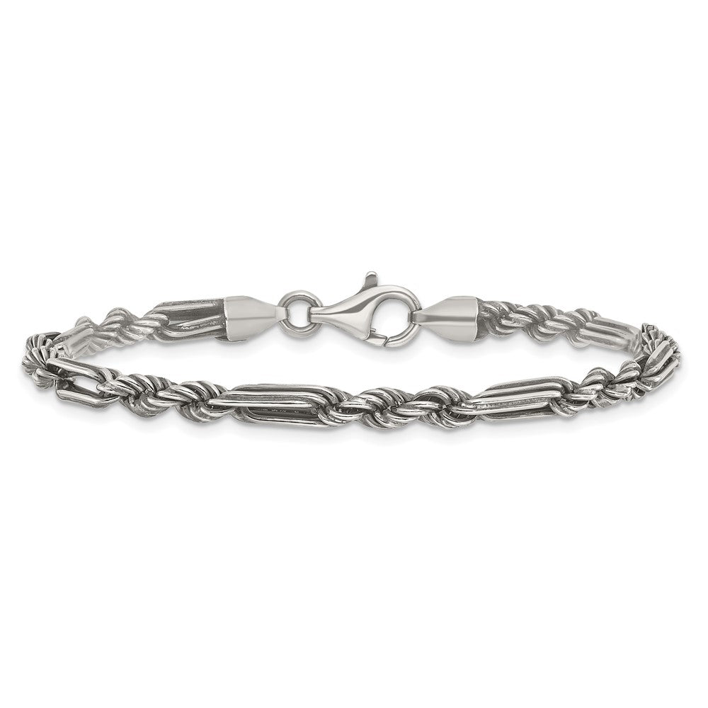 Sterling Silver Antiqued 8in Milano / Figaro Men's Bracelet