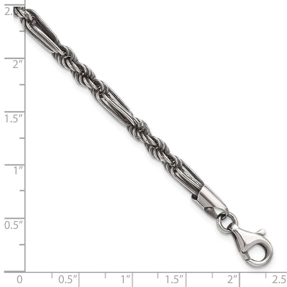 Sterling Silver Antiqued 8in Milano / Figaro Men's Bracelet