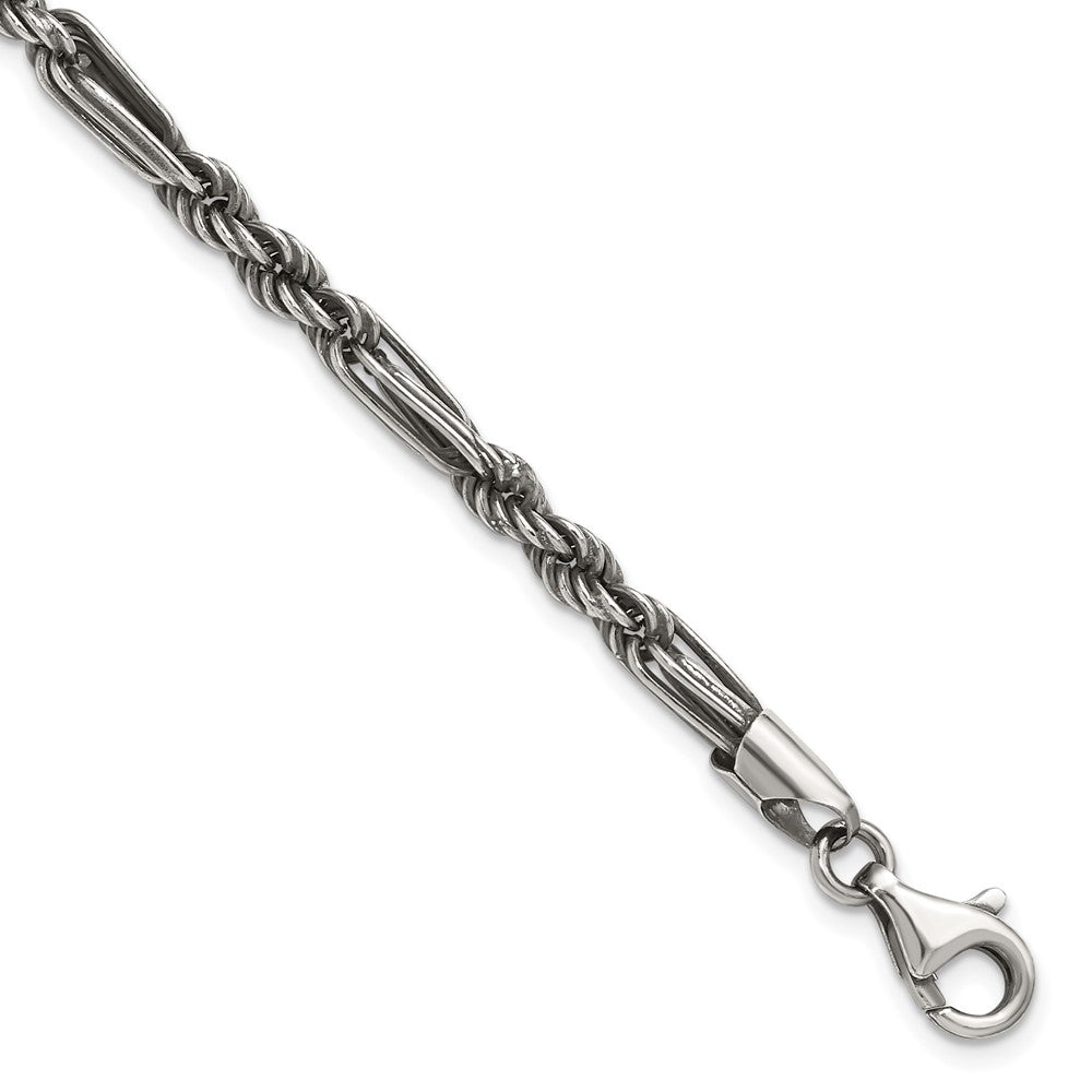 Sterling Silver Antiqued 8in Milano / Figaro Men's Bracelet