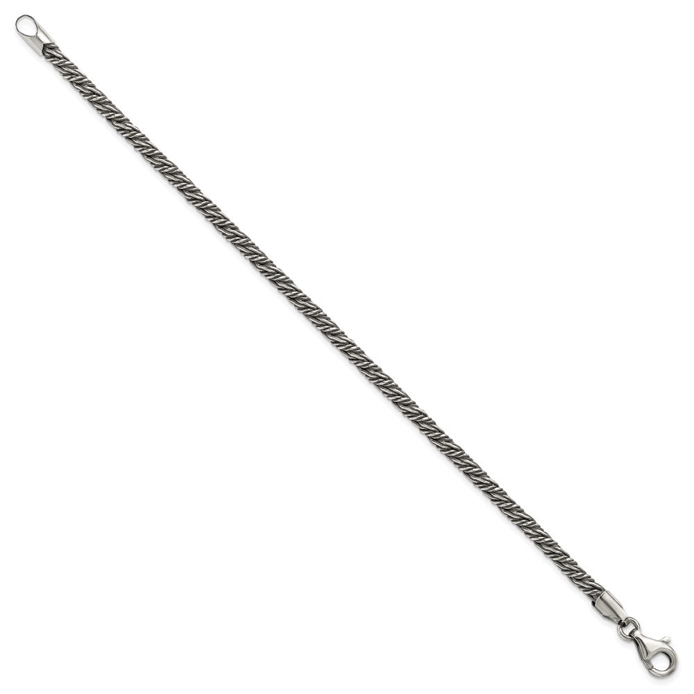 Sterling Silver Antiqued 8in Fancy Twist Link Men's Bracelet