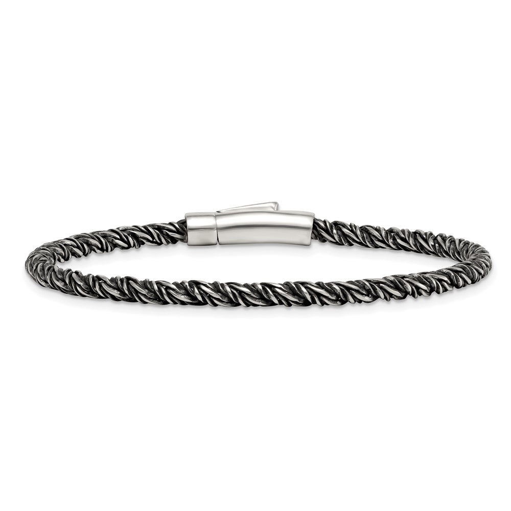 Sterling Silver Antiqued Polished Twisted Franco 3.75mm Bracelet