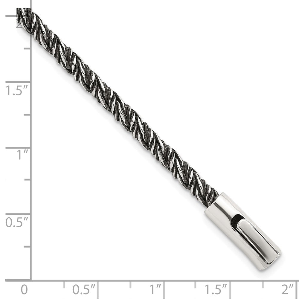 Sterling Silver Antiqued Polished Twisted Franco 3.75mm Bracelet
