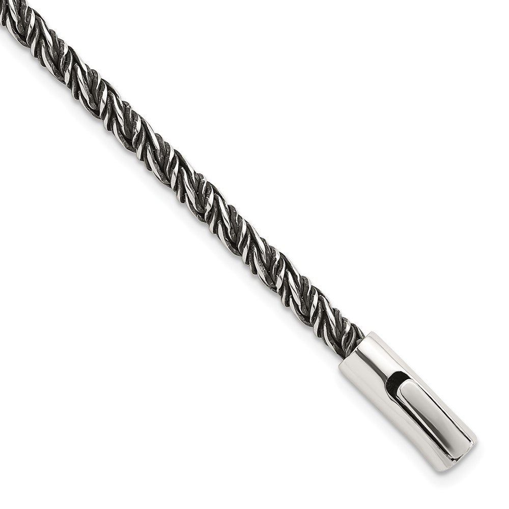 Sterling Silver Antiqued Polished Twisted Franco 3.75mm Bracelet