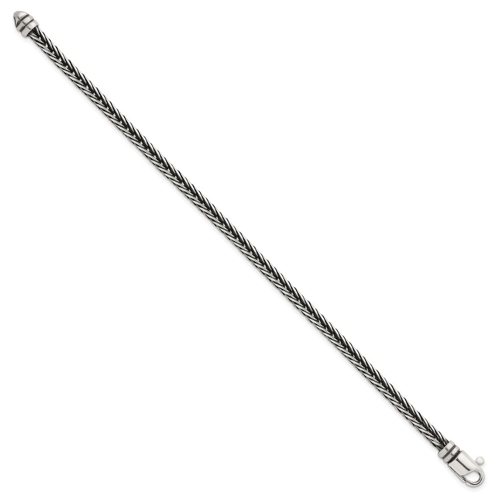 Sterling Silver Antiqued Polished Franco Chain 4.25mm Bracelet