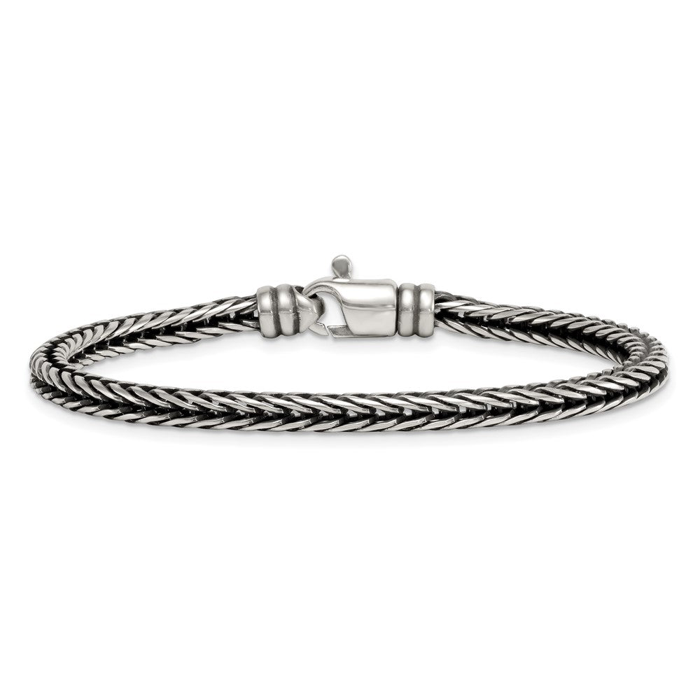 Sterling Silver Antiqued Polished Franco Chain 4.25mm Bracelet