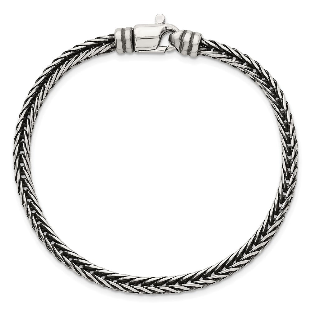 Sterling Silver Antiqued Polished Franco Chain 4.25mm Bracelet
