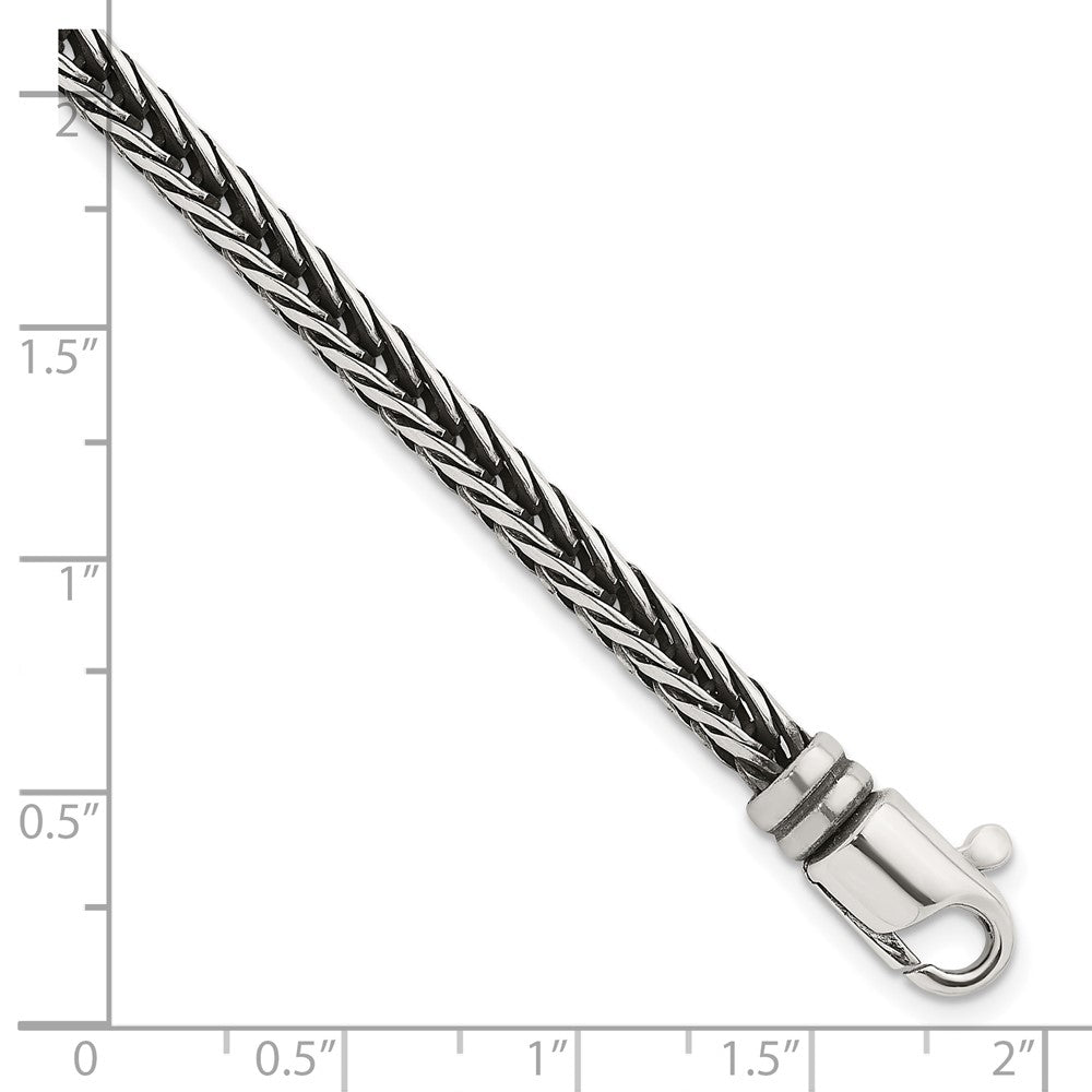 Sterling Silver Antiqued Polished Franco Chain 4.25mm Bracelet