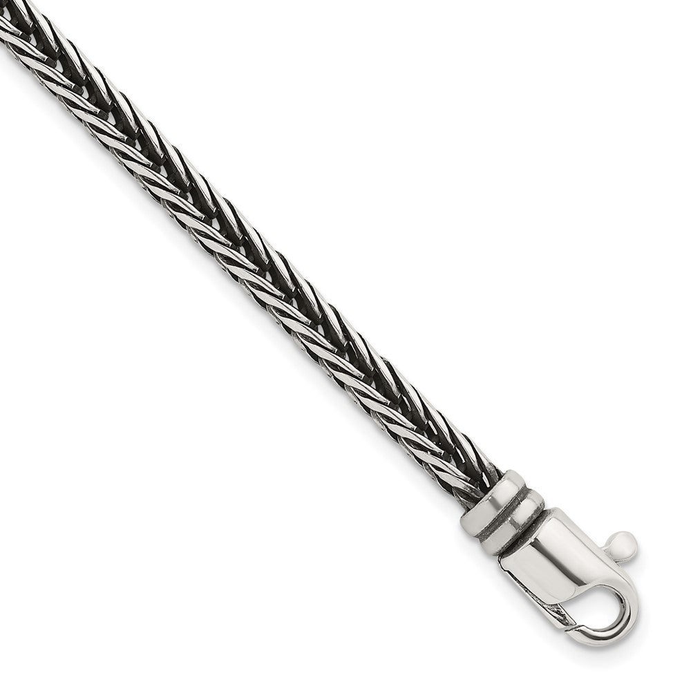Sterling Silver Antiqued Polished Franco Chain 4.25mm Bracelet