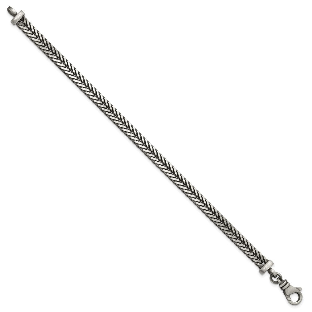 Sterling Silver Antiqued 8in Franco Link Men's Bracelet