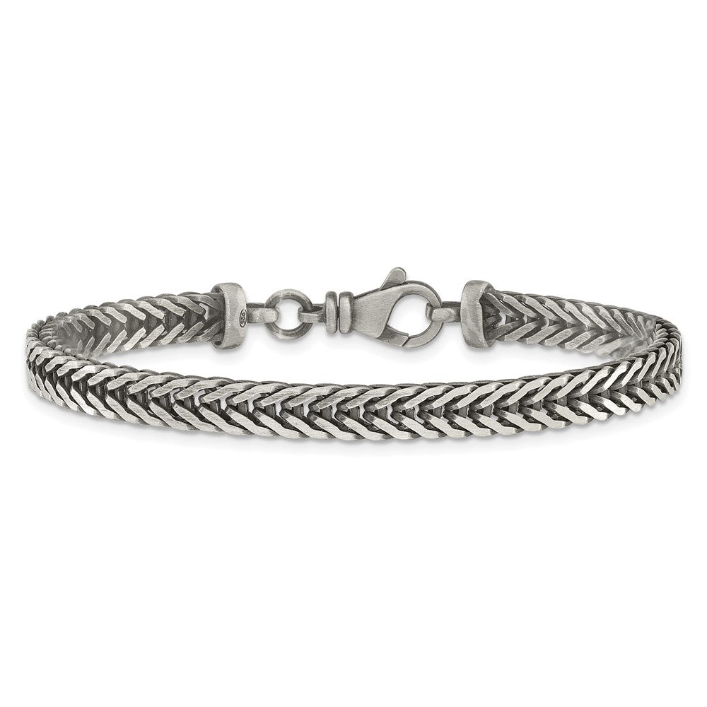 Sterling Silver Antiqued 8in Franco Link Men's Bracelet
