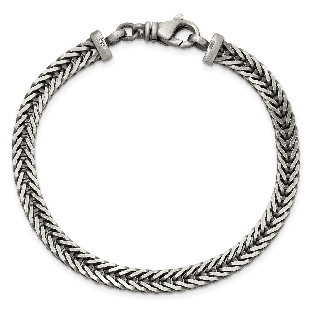 Sterling Silver Antiqued 8in Franco Link Men's Bracelet