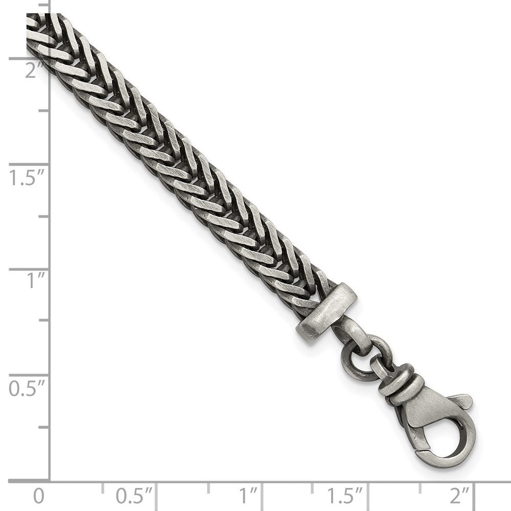 Sterling Silver Antiqued 8in Franco Link Men's Bracelet