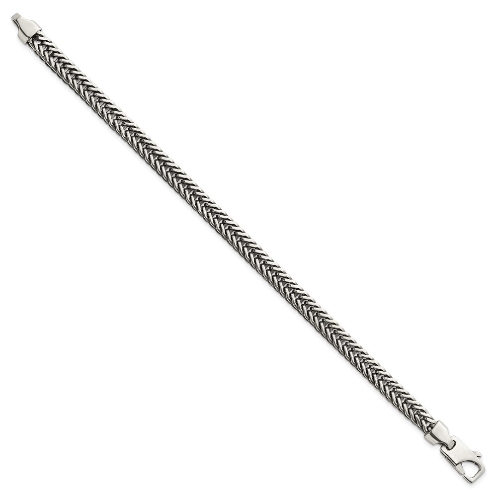 Sterling Silver Antiqued Polished Wheat 6mm 8in Bracelet