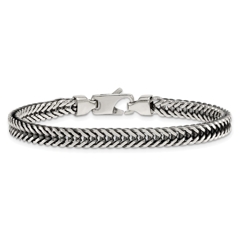 Sterling Silver Antiqued Polished Wheat 6mm 8in Bracelet