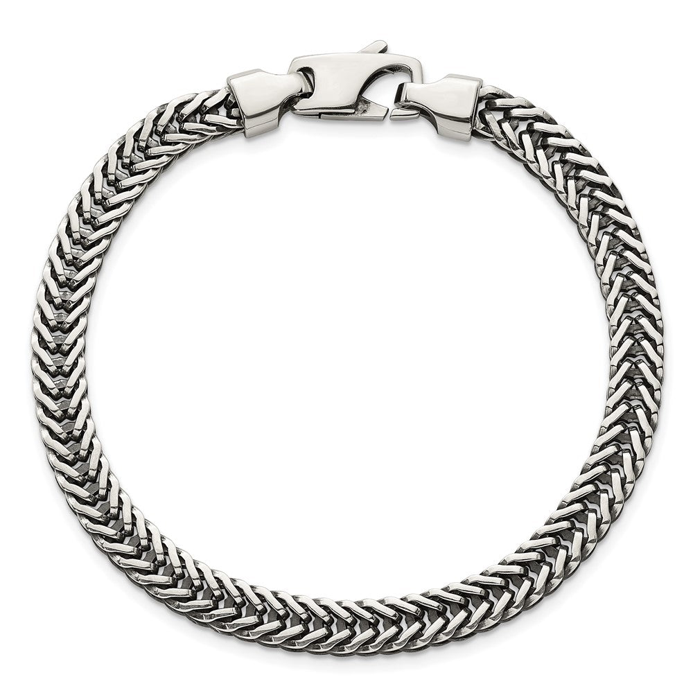 Sterling Silver Antiqued Polished Wheat 6mm 8in Bracelet