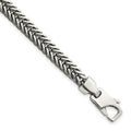 Sterling Silver Antiqued Polished Wheat 6mm 8in Bracelet
