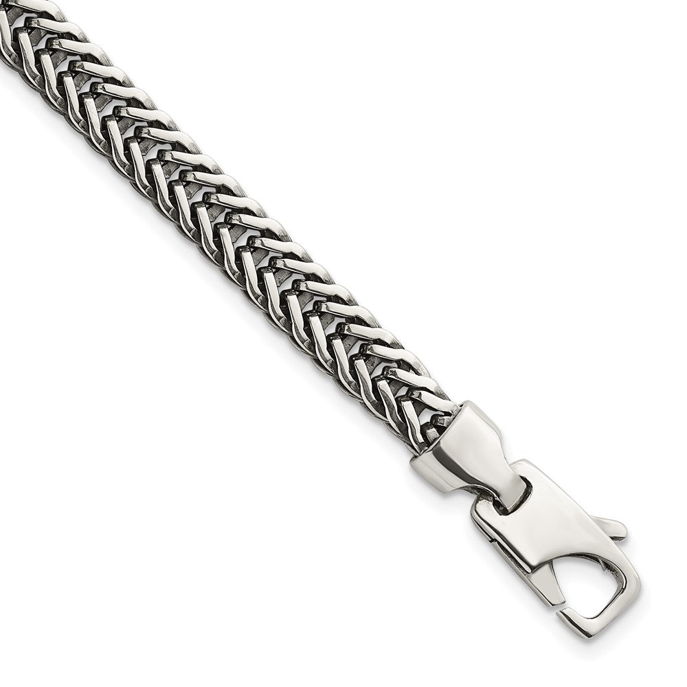 Sterling Silver Antiqued Polished Wheat 6mm 8in Bracelet