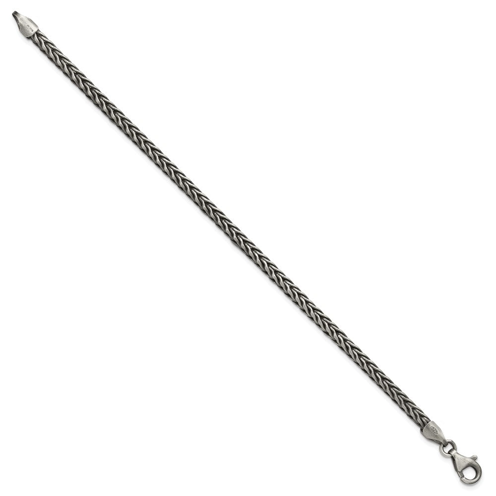 Sterling Silver Antiqued 8in Wheat Link Men's Bracelet