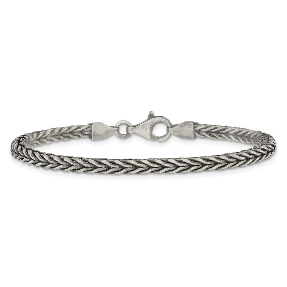 Sterling Silver Antiqued 8in Wheat Link Men's Bracelet