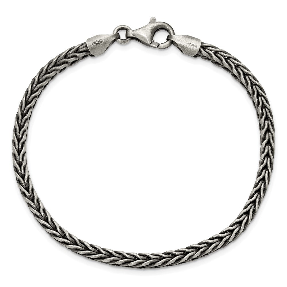 Sterling Silver Antiqued 8in Wheat Link Men's Bracelet