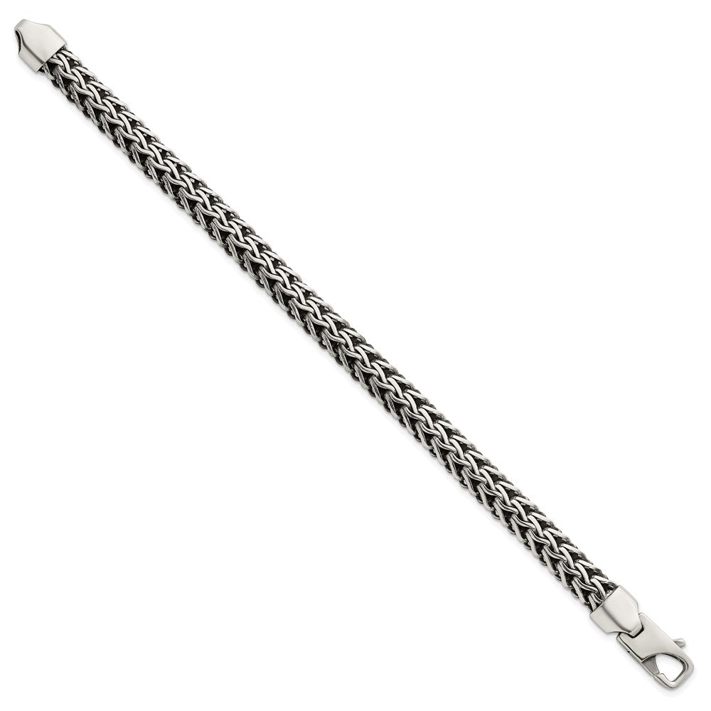 Sterling Silver Antiqued Polished 8.25mm 7.75in Bracelet