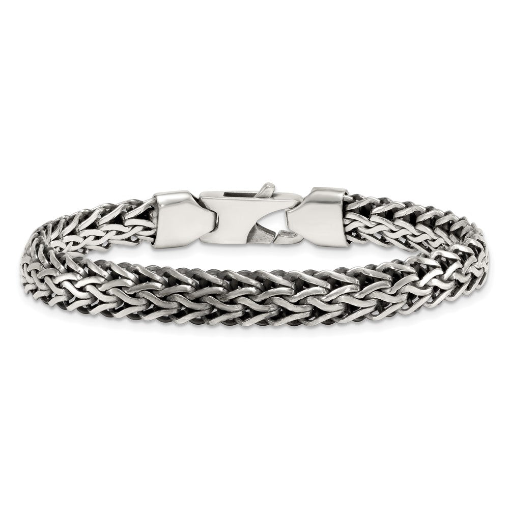 Sterling Silver Antiqued Polished 8.25mm 7.75in Bracelet