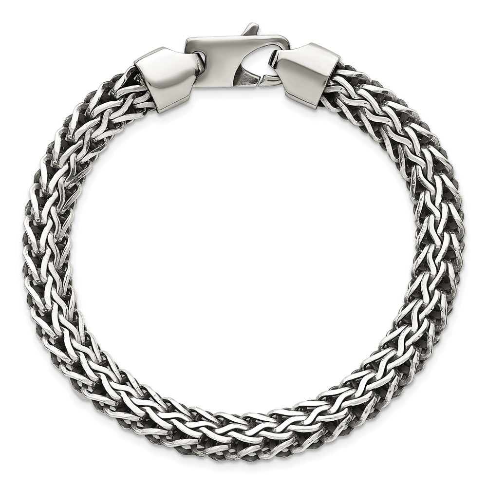 Sterling Silver Antiqued Polished 8.25mm 7.75in Bracelet