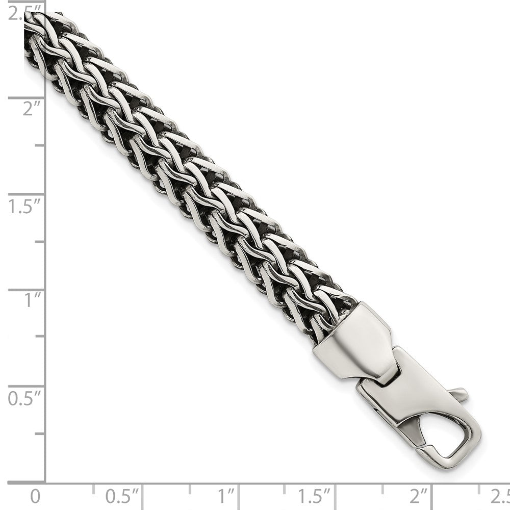 Sterling Silver Antiqued Polished 8.25mm 7.75in Bracelet