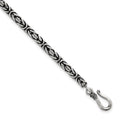 Sterling Silver Antiqued 4.0mm Byzantine 8 Inch Men's Bracelet
