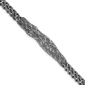 Sterling Silver Rh-plated Antiqued/Hammered 8in Men's Bracelet