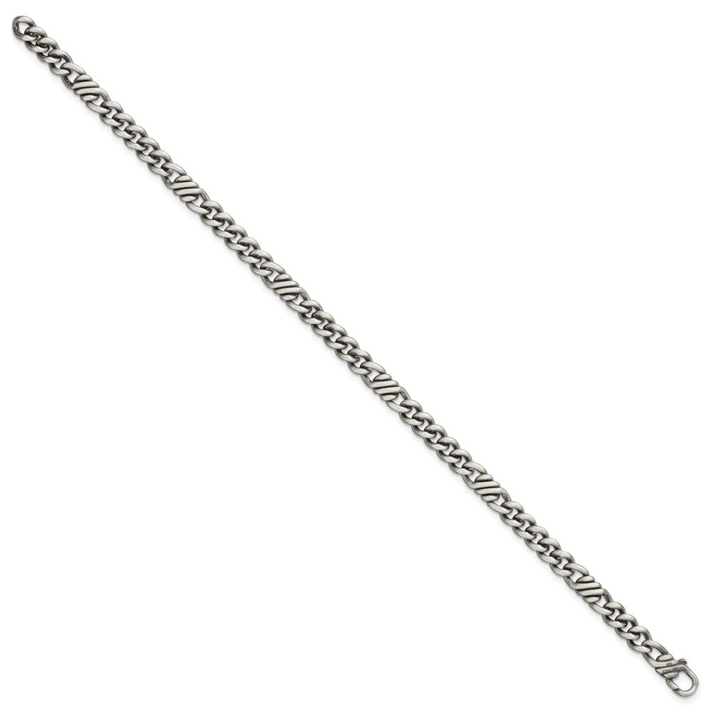 SS Black Ruthenium Brushed Fancy Curb Chain Men's Bracelet