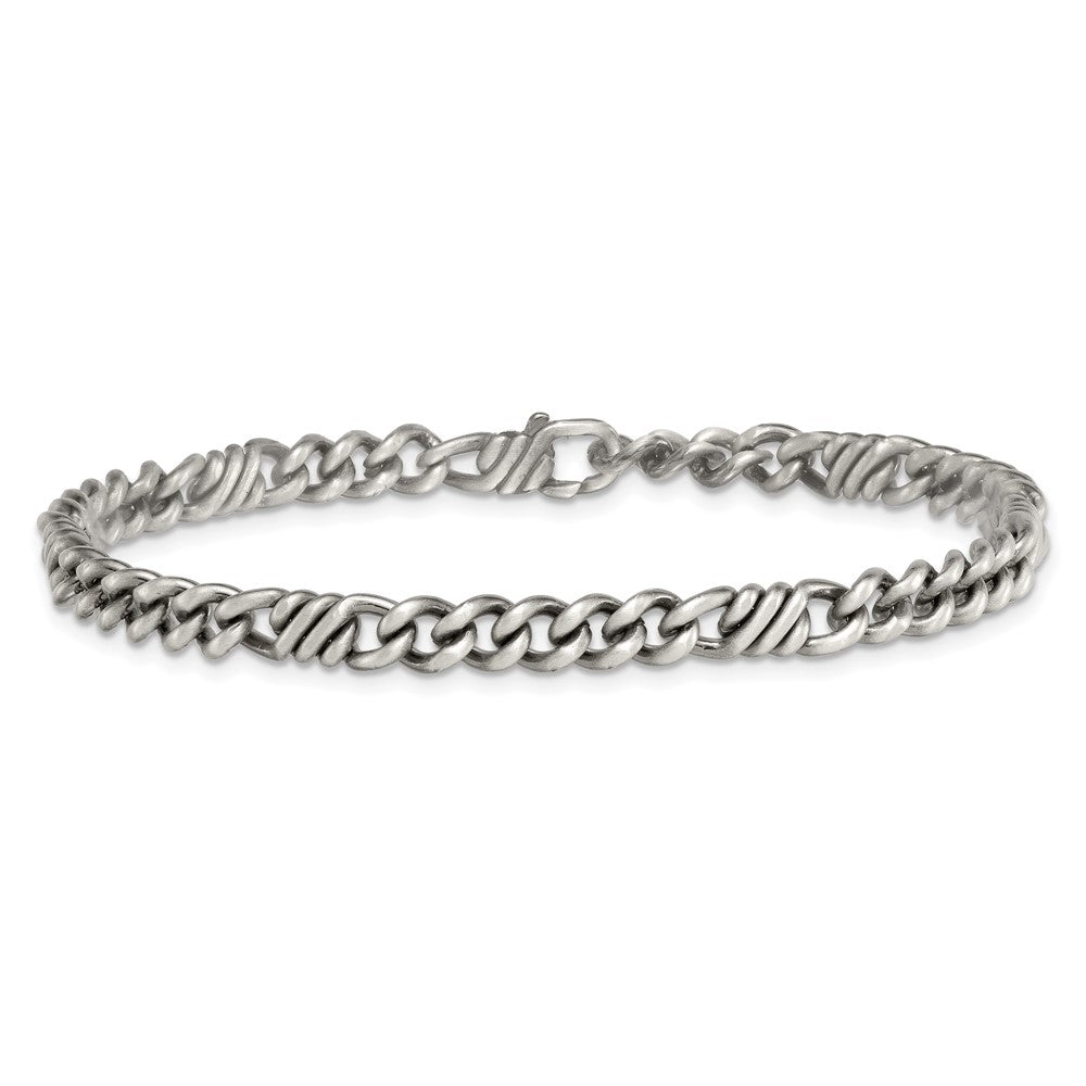 SS Black Ruthenium Brushed Fancy Curb Chain Men's Bracelet