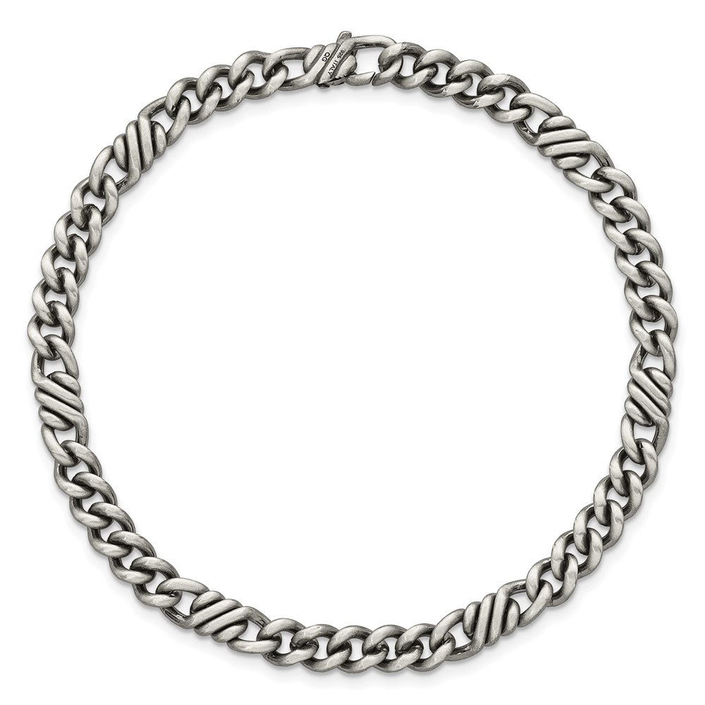 SS Black Ruthenium Brushed Fancy Curb Chain Men's Bracelet