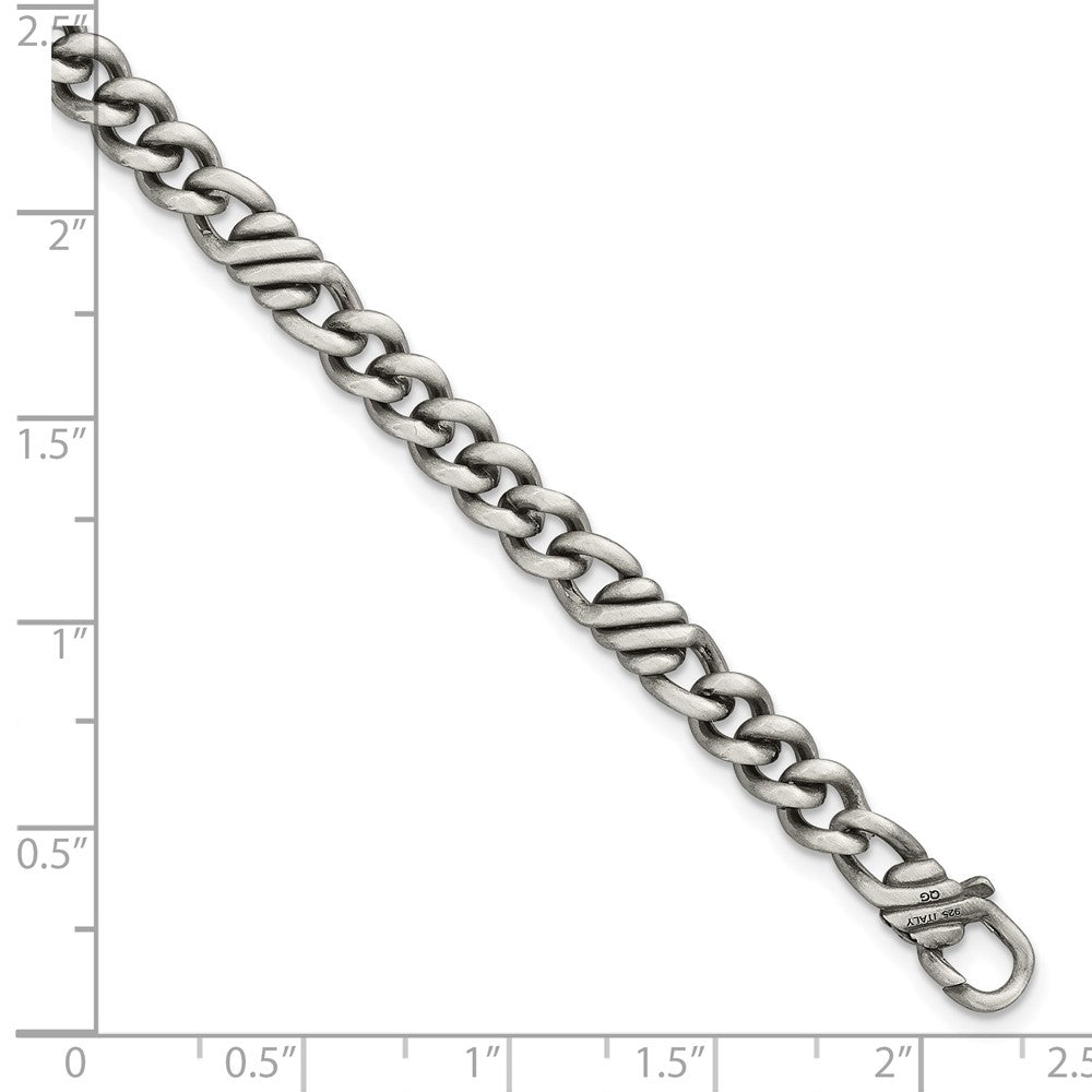 SS Black Ruthenium Brushed Fancy Curb Chain Men's Bracelet