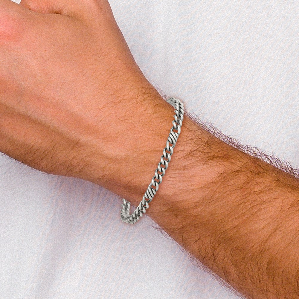 SS Black Ruthenium Brushed Fancy Curb Chain Men's Bracelet