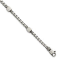 Sterling Silver Black Ruthenium Brushed Box Chain Men's Bracelet